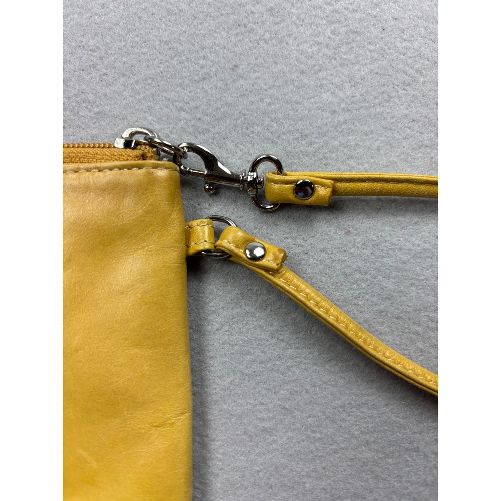 Fossil Mustard Yellow Genuine Leather Wristlet Wallet Pouch Organizer - Picture 8 of 8